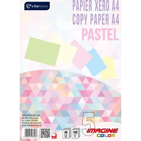 Χαρτί εκτύπωσης Interdruk Pastel Α4 80gr (συσκευασία 5 χρωμάτων x 20 φύλλα)
